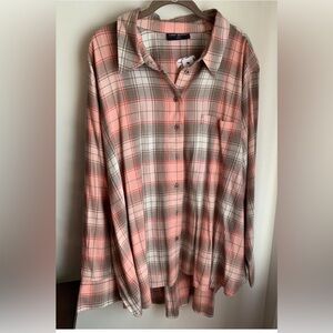 NWT-Pretty Plaid Long Sleeve Lane Bryant Plus Size  26/28 W Top